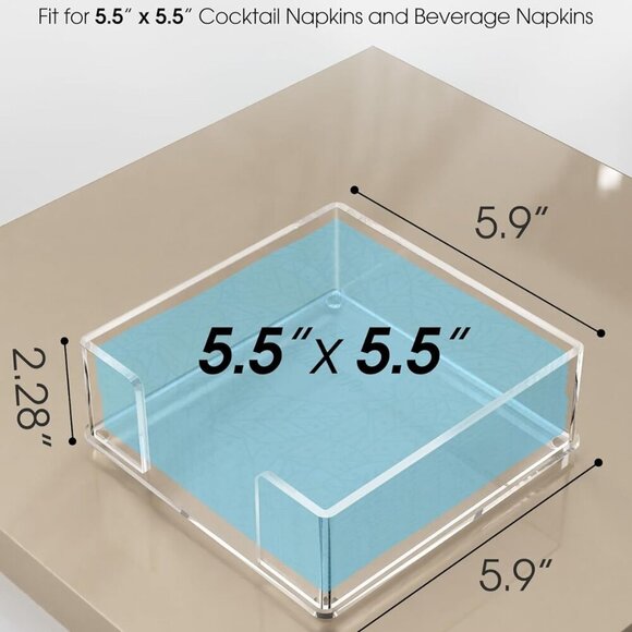 Acrylic Cocktail Napkin Holder for Table, Clear Guest Towel Holder, Beverage Buf - Picture 3 of 9